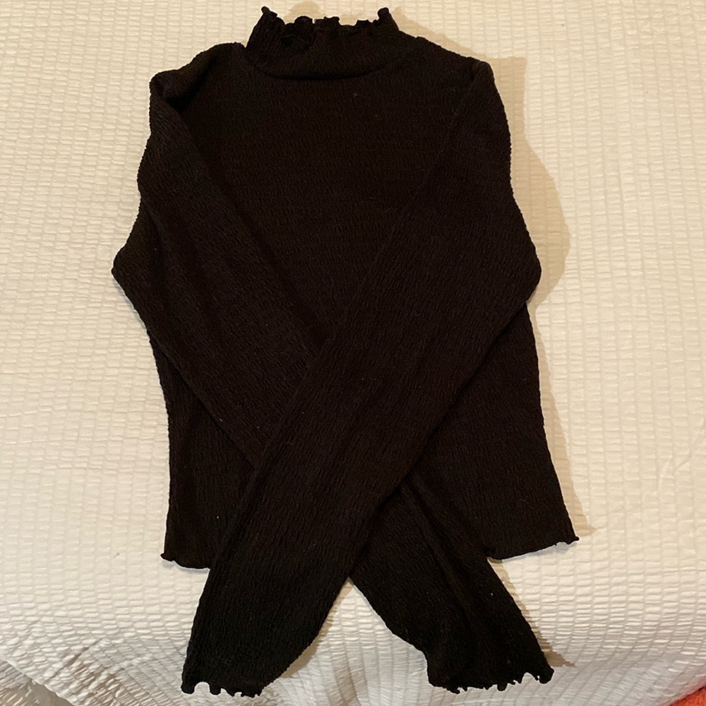 Altar’d State Black Ruffled Turtle Neck